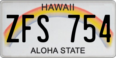HI license plate ZFS754