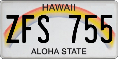 HI license plate ZFS755