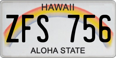 HI license plate ZFS756