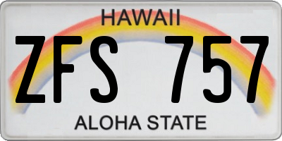 HI license plate ZFS757