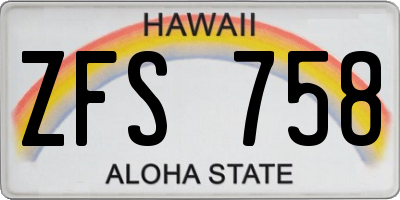 HI license plate ZFS758