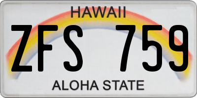 HI license plate ZFS759