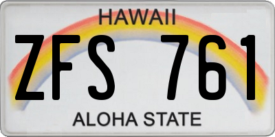 HI license plate ZFS761
