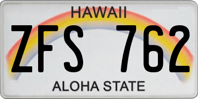 HI license plate ZFS762