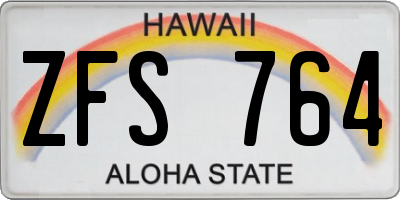 HI license plate ZFS764