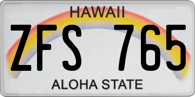 HI license plate ZFS765