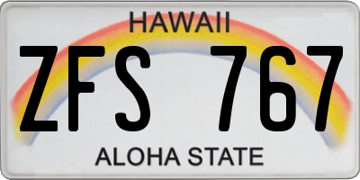 HI license plate ZFS767