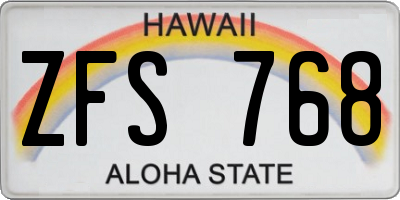 HI license plate ZFS768