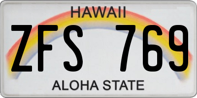 HI license plate ZFS769