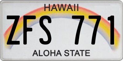 HI license plate ZFS771