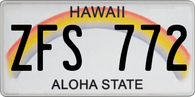 HI license plate ZFS772