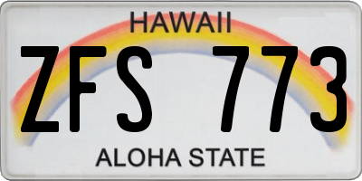HI license plate ZFS773