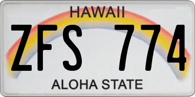 HI license plate ZFS774