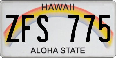 HI license plate ZFS775