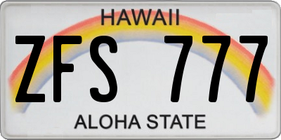 HI license plate ZFS777