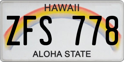 HI license plate ZFS778