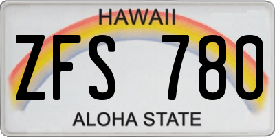 HI license plate ZFS780