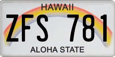 HI license plate ZFS781