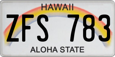 HI license plate ZFS783