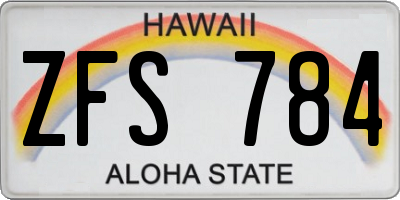 HI license plate ZFS784