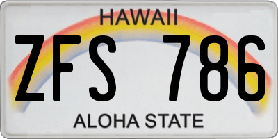 HI license plate ZFS786