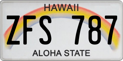 HI license plate ZFS787