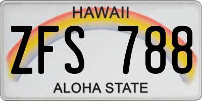 HI license plate ZFS788
