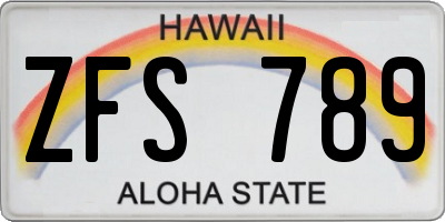 HI license plate ZFS789