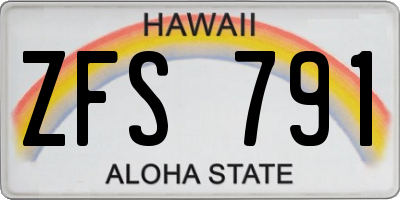 HI license plate ZFS791
