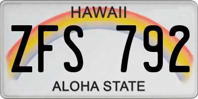 HI license plate ZFS792