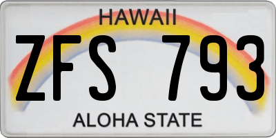 HI license plate ZFS793