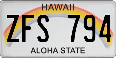 HI license plate ZFS794