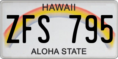HI license plate ZFS795