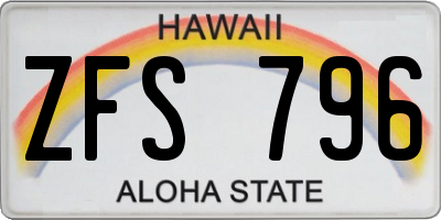 HI license plate ZFS796