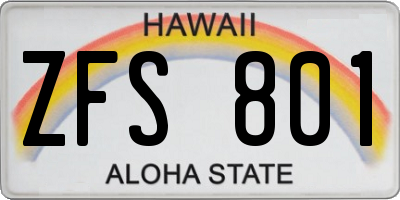 HI license plate ZFS801