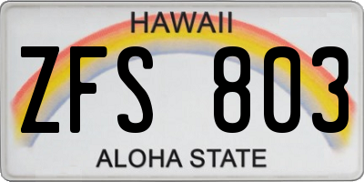 HI license plate ZFS803