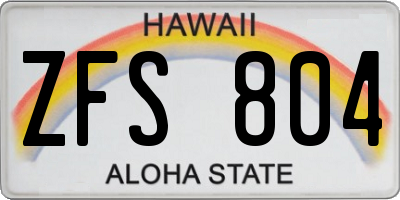 HI license plate ZFS804