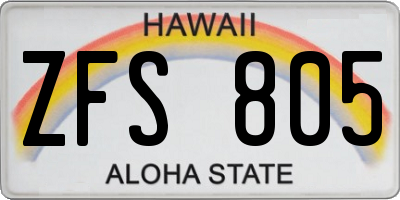 HI license plate ZFS805