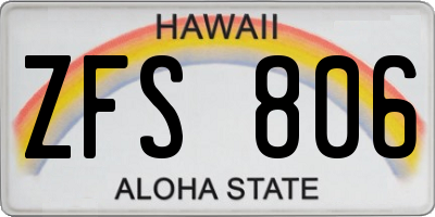 HI license plate ZFS806