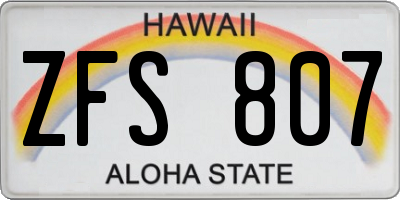 HI license plate ZFS807