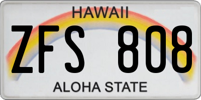 HI license plate ZFS808