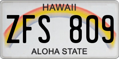 HI license plate ZFS809