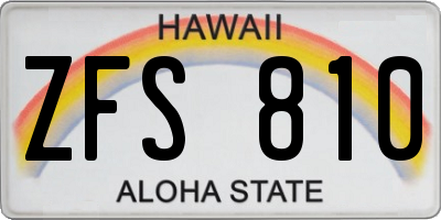 HI license plate ZFS810