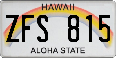 HI license plate ZFS815