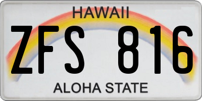 HI license plate ZFS816
