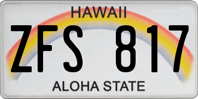 HI license plate ZFS817