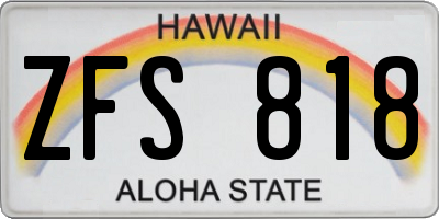 HI license plate ZFS818