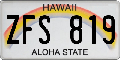 HI license plate ZFS819