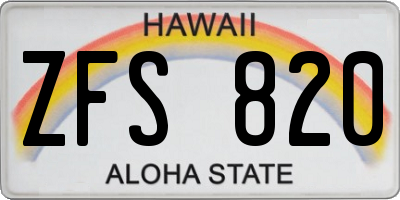 HI license plate ZFS820