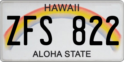 HI license plate ZFS822